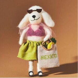 Anthropologie Travel Poodle Mexico Felt Dog Christmas Ornament Brand New RARE